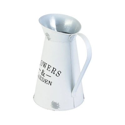 Jarra Branca Flowers & Garden em Metal