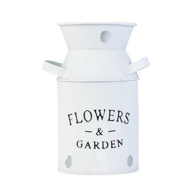 Vaso Leiteira Flowers & Garden Grande em Metal Branco P