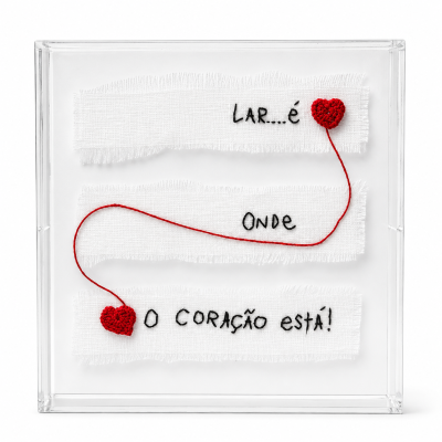 Quadro Decorativo Lar é Onde o Coração Está 20x20cm