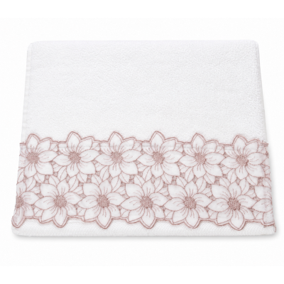 Toalha de Lavabo Bordada Floral Rosa
