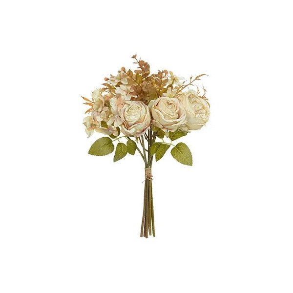 Rosa Ramalhete com fita (Off White Outono) 31cm