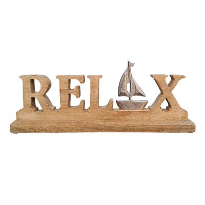 Escultura Decorativa Madeira Relax(bege)