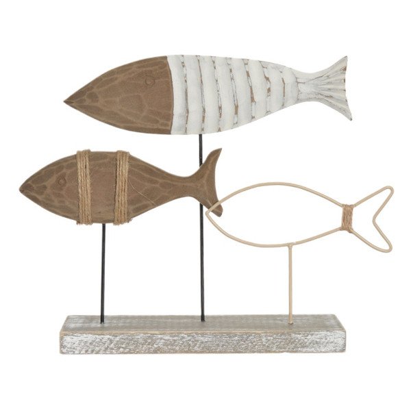Escultura Decorativa MDF Peixes (branco Natural)