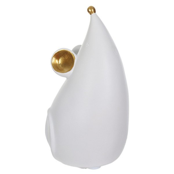 Escultura Decorativa Poliresina Ratinho (branco Dourado)