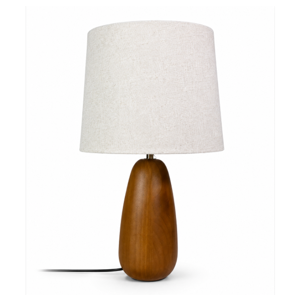 Abajur Decorativo em Madeira e Linho Bivolt Marrom