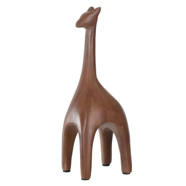Escultura Decorativa em Poliresina Girafa Marrom