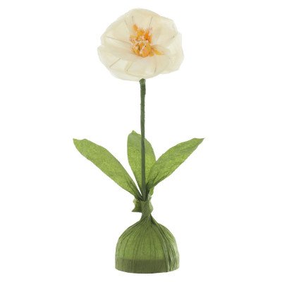 Flor Decorativa Papoula (branco) 30cm
