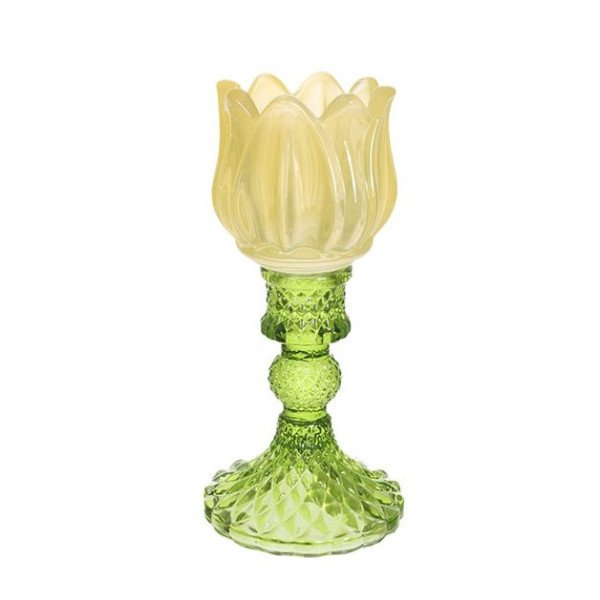 Castiçal em Vidro Tulipa Candy Vibrante Amarelo