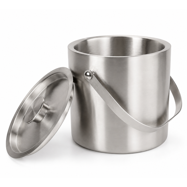 Balde de Gelo com tampa de Inox 17x17,5cm Prateado
