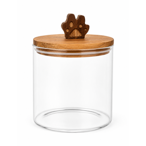 Pote de Vidro para alimentos com tampa de Madeira