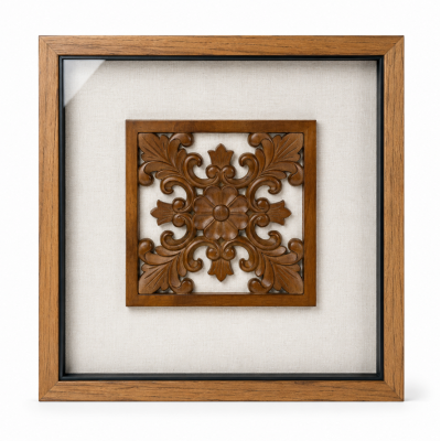 Quadro de Madeira Decorativo Estilo Oriental 45x45x4cm