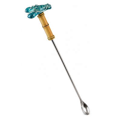 Colher Bailarina Bambu Natural com Lagosta Turquesa
