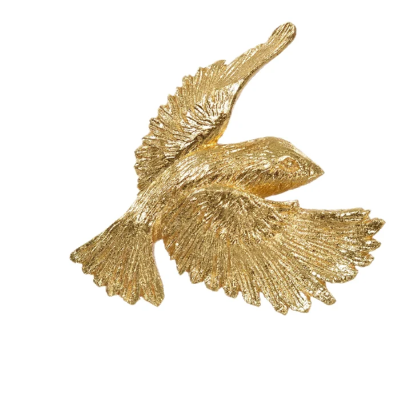 Escultura Decorativa de Parede Pássaro Dourado