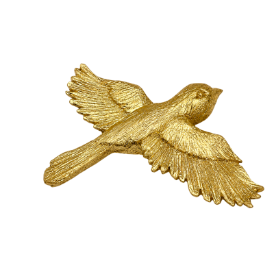Escultura Decorativa de Parede Pássaro Dourado