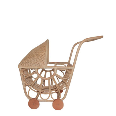 Carrinho de Boneca de Bambu e Rattan