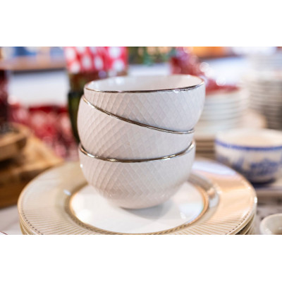 BOWL CERÂMICA ROYAL COM BORDA METALIZADA