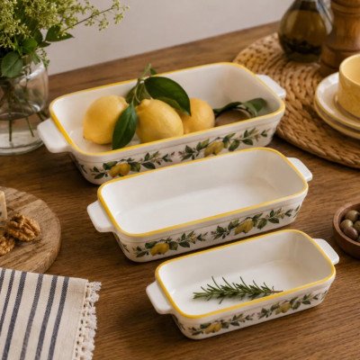 Kit Refratários de Cerâmica Limão Siciliano P, M e G - 3 Peças