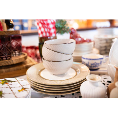 BOWL CERÂMICA ROYAL COM BORDA METALIZADA