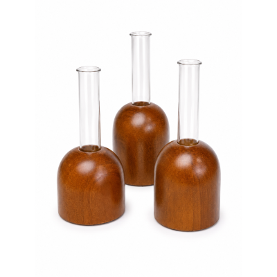 Vaso Decorativo em Madeira Vidro e Madeira M