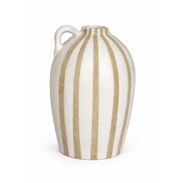 Vaso Decorativo em Cerâmica Branco e Dourado Grande