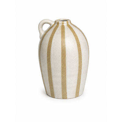 Vaso Decorativo em Cerâmica Branco e Dourado Médio