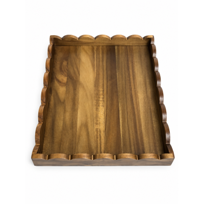Bandeja De Madeira Wave Retangular Decorativa 45x36x5cm