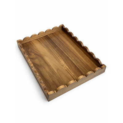 Bandeja De Madeira Wave Retangular Decorativa 45x36x5cm