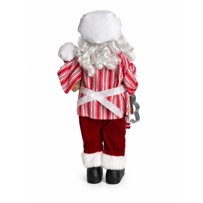 Enfeite Papai Noel Chef em Pé Branco e Vermelho 45cm