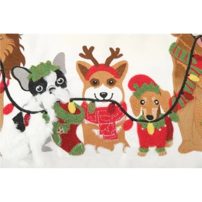 Almofada Natalina Cães com Gorro 66x35cm
