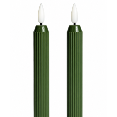Jogo 2 Velas Eletrônicas Caneladas Verdes 25cm