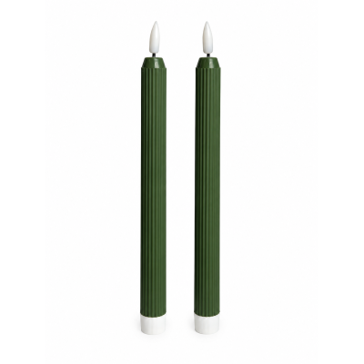 Jogo 2 Velas Eletrônicas Caneladas Verdes 25cm