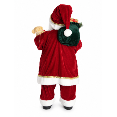 Papai Noel Decorativo com Urso Verde e Vermelho 80cm