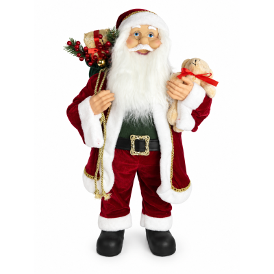 Papai Noel Decorativo com Urso Verde e Vermelho 80cm