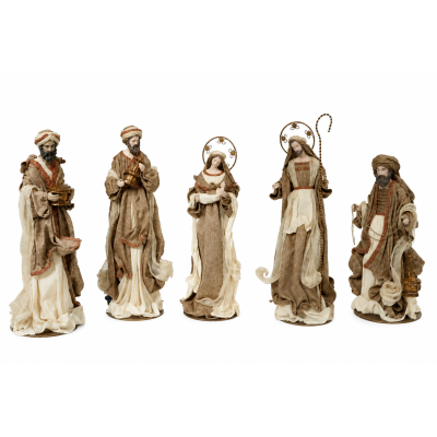 Presépio Natal Coleção Belém com 6 Peças Bege e Marrom 62cm