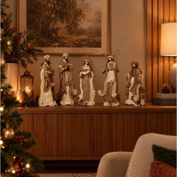Presépio Natal Coleção Belém com 6 Peças Bege e Marrom 62cm