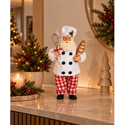 Papai Noel Colecionável Chef Confeiteiro 30cm