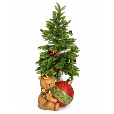 Urso Natalino Decorativo em Resina com Árvore e LED 120cm