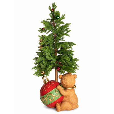Urso Natalino Decorativo em Resina com Árvore e LED 120cm