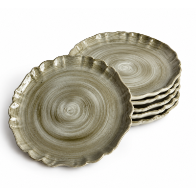 Conjunto com 6 Pratos de Sobremesa Colors Palm Cinza
