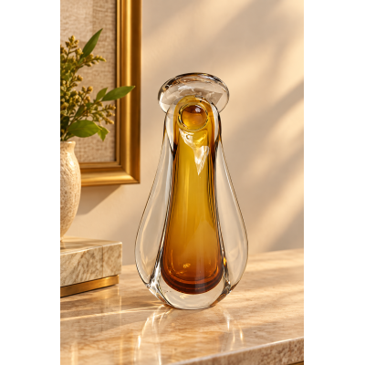 Santa Decorativa em Vidro Tipo Murano Âmbar 24cm