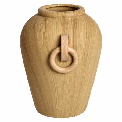 Vaso Decorativo em Cerâmica Efeito Amadeirado Bege 22,5cm