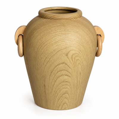 Vaso Decorativo em Cerâmica Efeito Amadeirado Bege 22,5cm