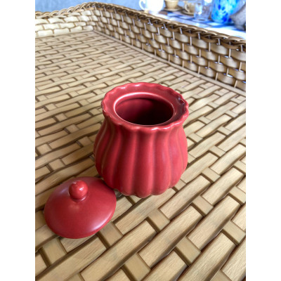 AÇUCAREIRO DE PORCELANA PÉTALA VERMELHO