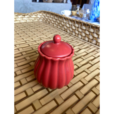 AÇUCAREIRO DE PORCELANA PÉTALA VERMELHO