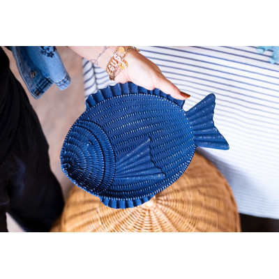 ORNAMENTO DE RESINA MODELO PEIXE AZUL GRANDE