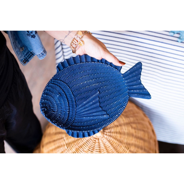 ORNAMENTO DE RESINA MODELO PEIXE AZUL GRANDE