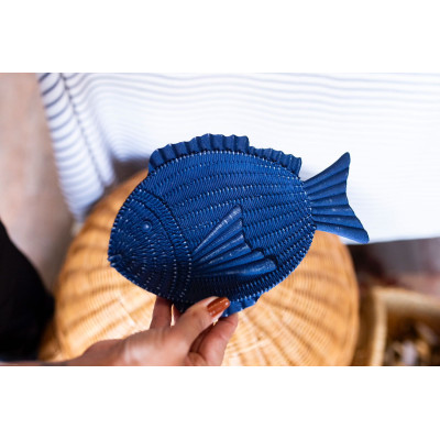 ORNAMENTO DE RESINA MODELO PEIXE AZUL GRANDE