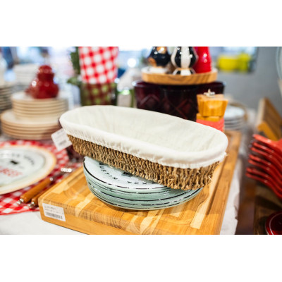 CESTA OVAL DE SISAL C/FORRO EM TECIDO