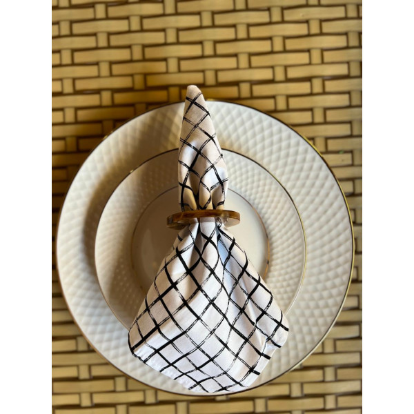 GUARDANAPO HOME  GRID PRETO 40X40