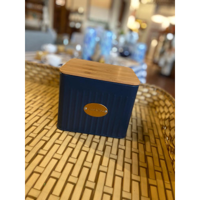 POTE PORTA BISCOITO  DE FERRO AZUL